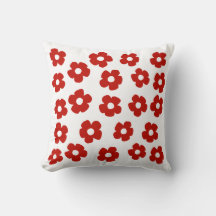 Abstract Red Flower Pattern Throw Pillow