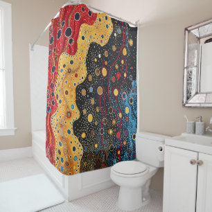 Abstract Red, Gold and Black Shower Curtain