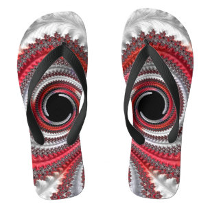 Abstract Red Gradient Spiral Fractal Jandals
