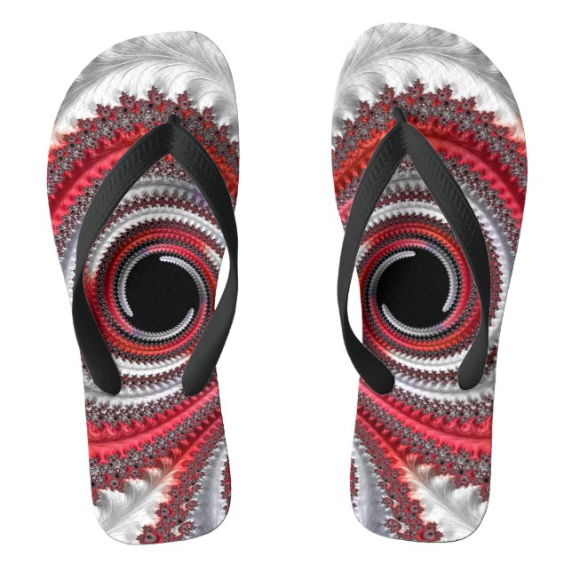 Abstract Red Gradient Spiral Fractal Jandals (Footbed)