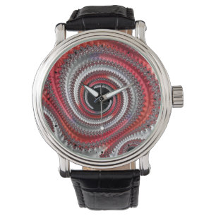 Abstract Red Gradient Spiral Fractal Watch