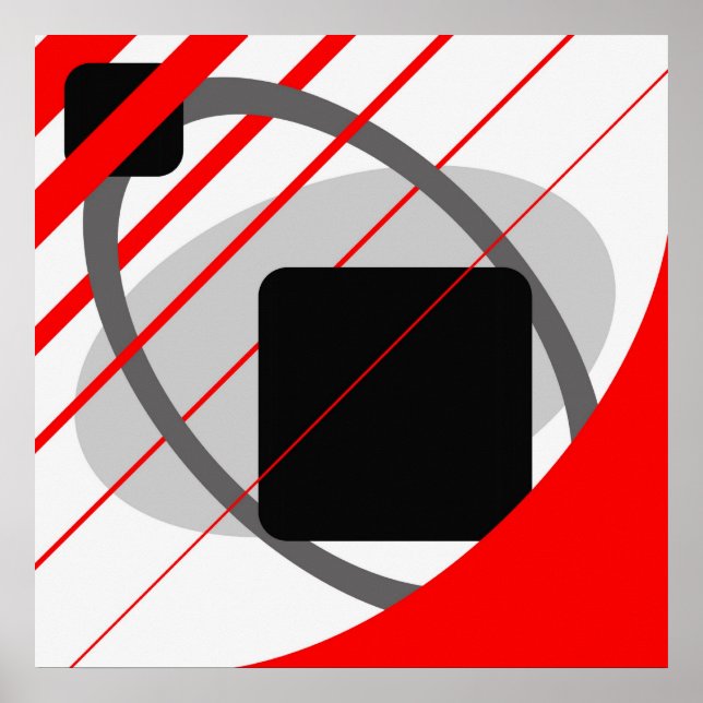 Abstract Red Grey Off-White Black AP0002 Poster (Front)