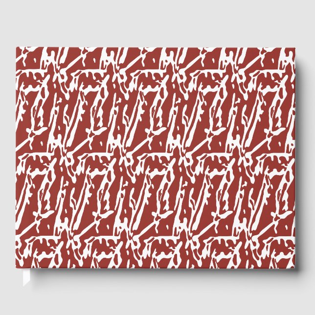 Abstract Red Guest Book | Modern Artistic Keepsake (Front)