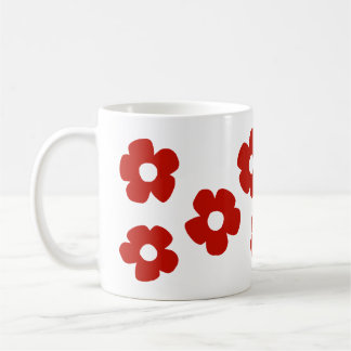 Abstract Red Hand Drawn Flower Pattern Mug