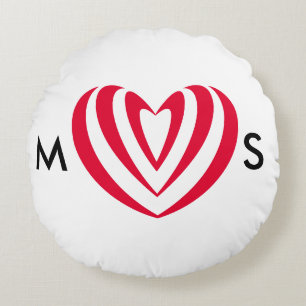 Abstract Red Heart Minimalist Love Symbol Round Cushion