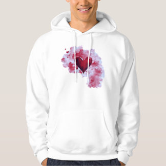 Abstract Red Heart Watercolor Splash  Hoodie