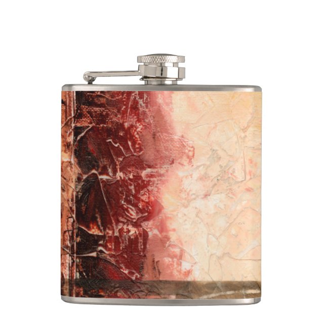 Abstract Red Landscape Hip Flask (Front)