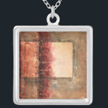 Abstract Red Landscape Silver Plated Necklace<br><div class="desc">Ethan Harper painted this stunning abstract red landscape. A rectangular inset creates a lighter portion of the piece. A very sanguine piece,  order your copy today!</div>
