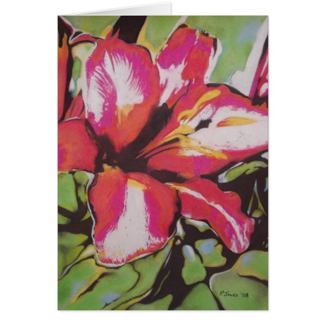 Abstract red Lily flower with leaves versed (Front)