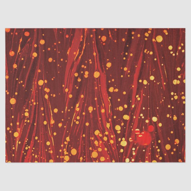 ABSTRACT RED MARBLED PAPER WITH GOLD SPLASHES (Front)