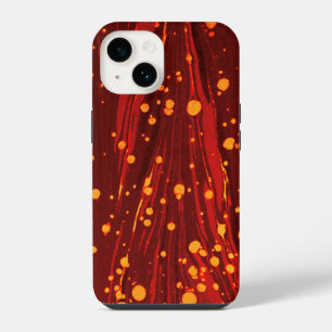 ABSTRACT RED MARBLED PAPER WITH GOLD SPLASHES iPhone 14 CASE