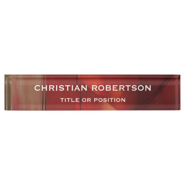 Abstract Red Modern Simple Plain Business Nameplate (Front)