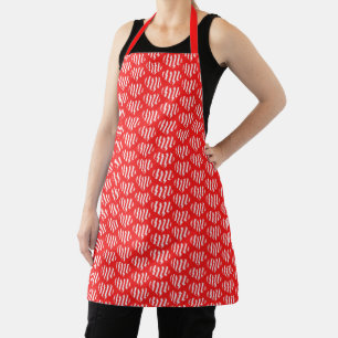 Abstract Red n White Stripes Valentine Heart Apron