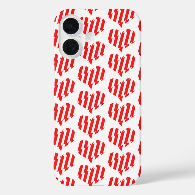 Abstract Red n White Stripes Valentine Heart Case-Mate iPhone Case (Back)