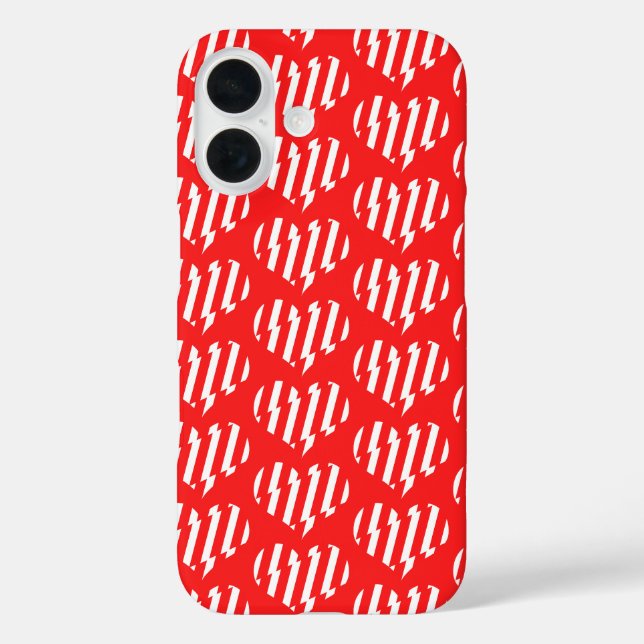 Abstract Red n White Stripes Valentine Heart Case-Mate iPhone Case (Back)