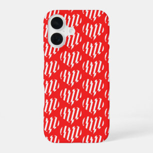 Abstract Red n White Stripes Valentine Heart iPhone 16 Case