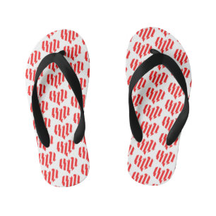Abstract Red n White Stripes Valentine Heart Kid's Jandals