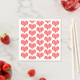 Abstract Red n White Stripes Valentine Heart Napkin