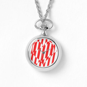 Abstract Red n White Stripes Valentine Heart Watch