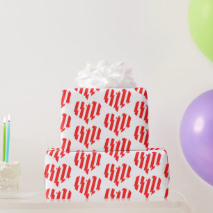 Abstract Red n White Stripes Valentine Heart Wrapping Paper