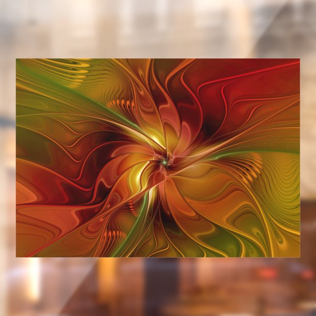 Abstract Red Orange Brown Green Fractal Art Flower (Sheet 2)