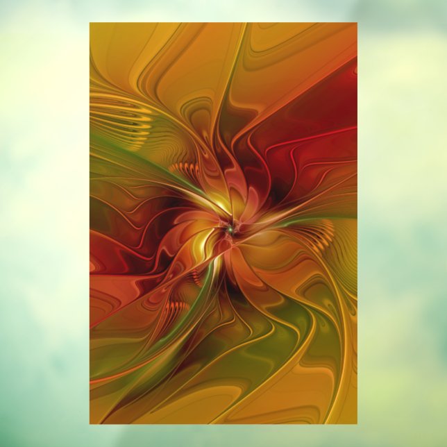 Abstract Red Orange Brown Green Fractal Art Flower (Sheet 3)