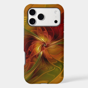 Abstract Red Orange Brown Green Fractal Art Flower