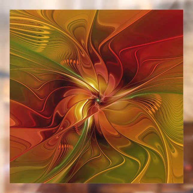 Abstract Red Orange Brown Green Fractal Art Flower (Sheet 2)