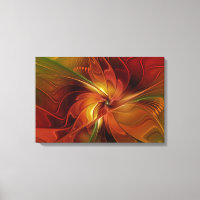 Abstract Red Orange Brown Green Fractal Art Flower