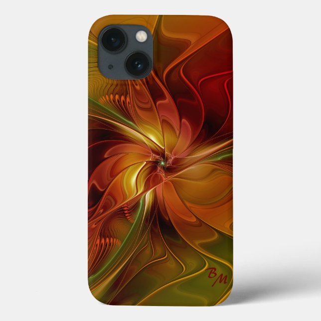 Abstract Red Orange Brown Green Fractal Art Flower Case-Mate iPhone Case (Back)
