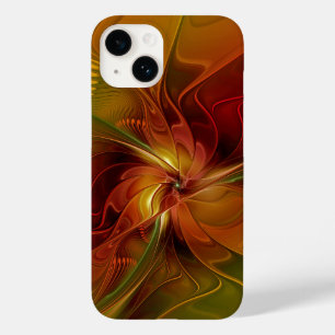 Abstract Red Orange Brown Green Fractal Art Flower Case-Mate iPhone 14 Case