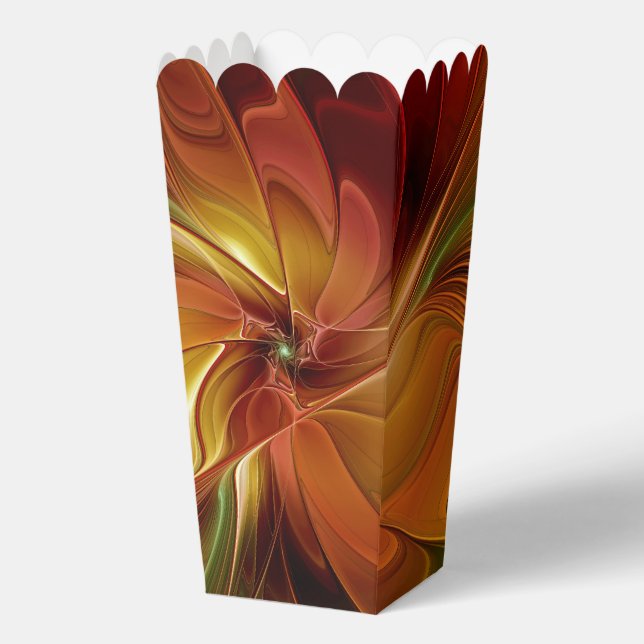 Abstract Red Orange Brown Green Fractal Art Flower Favour Box (Front)