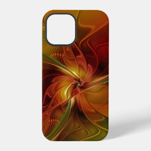 Abstract Red Orange Brown Green Fractal Art Flower iPhone 12 Pro Case