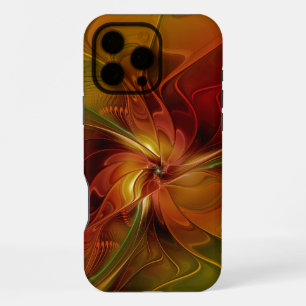 Abstract Red Orange Brown Green Fractal Art Flower iPhone 16 Pro Max Case