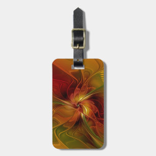 Abstract Red Orange Brown Green Fractal Art Flower Luggage Tag