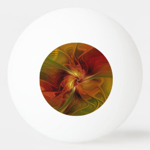 Abstract Red Orange Brown Green Fractal Art Flower Ping Pong Ball