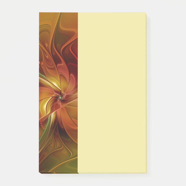 Abstract Red Orange Brown Green Fractal Art Flower Post-it Notes (Front)