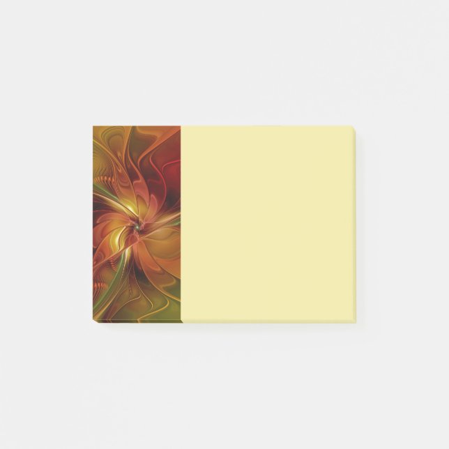 Abstract Red Orange Brown Green Fractal Art Flower Post-it Notes (Front)