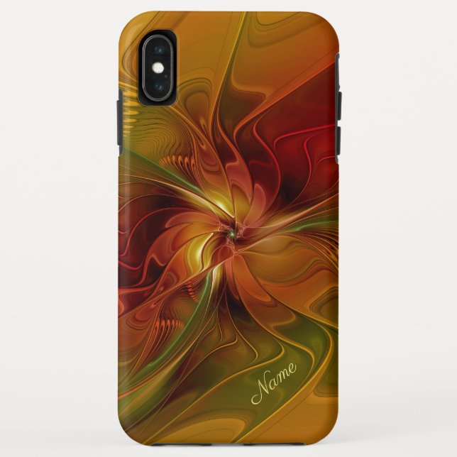 Abstract Red Orange Brown Green Fractal Art Name Case-Mate iPhone Case (Back)