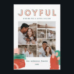 Abstract red, pink   green joyful multi photo card<br><div class="desc">Modern abstract graphic red,  pink   green and bold typography joyful holiday multi-photo card. With hand-painted splotches. Part of a bright,  fun holiday collection.</div>