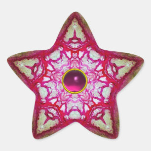 ABSTRACT RED PINK STAR WITH FUCHSIA AMETHYST GEM STICKER