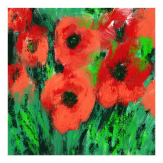 Abstract Red Poppies Floral Painting Photo Print
