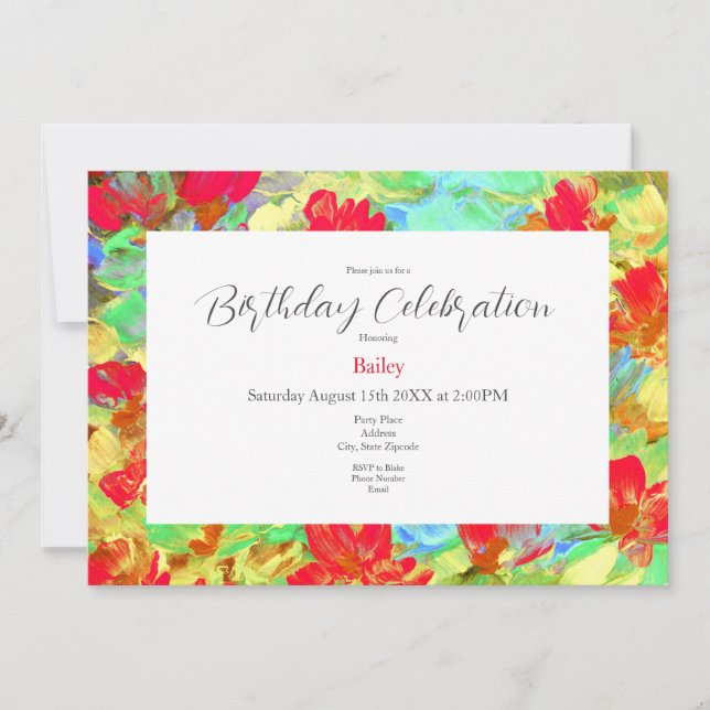 Abstract Red Poppies Invitation (Front)