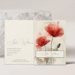 Abstract Red Poppy Jewelry Shop Business Card