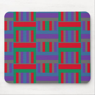 Abstract Red Purple and Green Line Pattern on Gray Mouse Pad