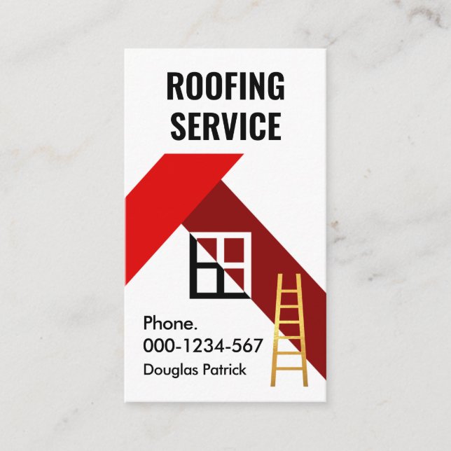 Abstract Red Rooftop Building Business Card (Front)