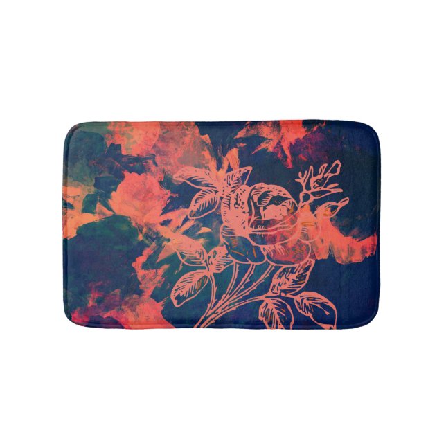 Abstract Red Rose Art Bath Mat (Front)