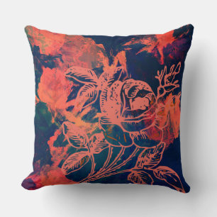 Abstract Red Rose Art Cushion