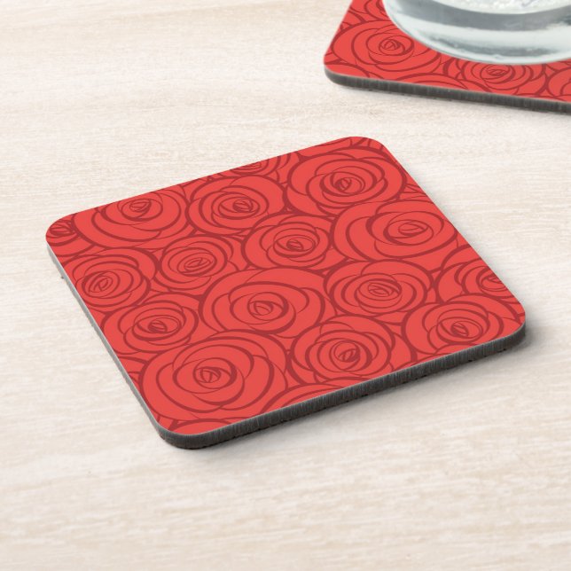 Abstract Red Roses Background Coaster (Left Side)