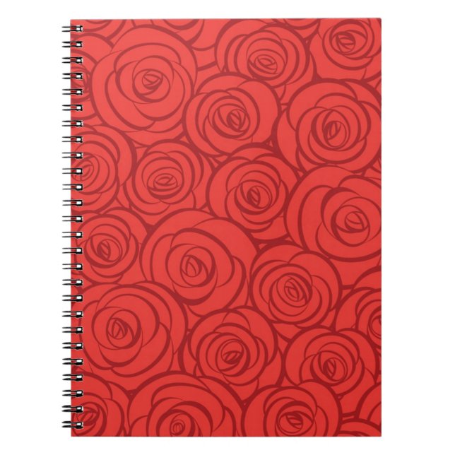 Abstract Red Roses Background Spiral Notebook (Front)